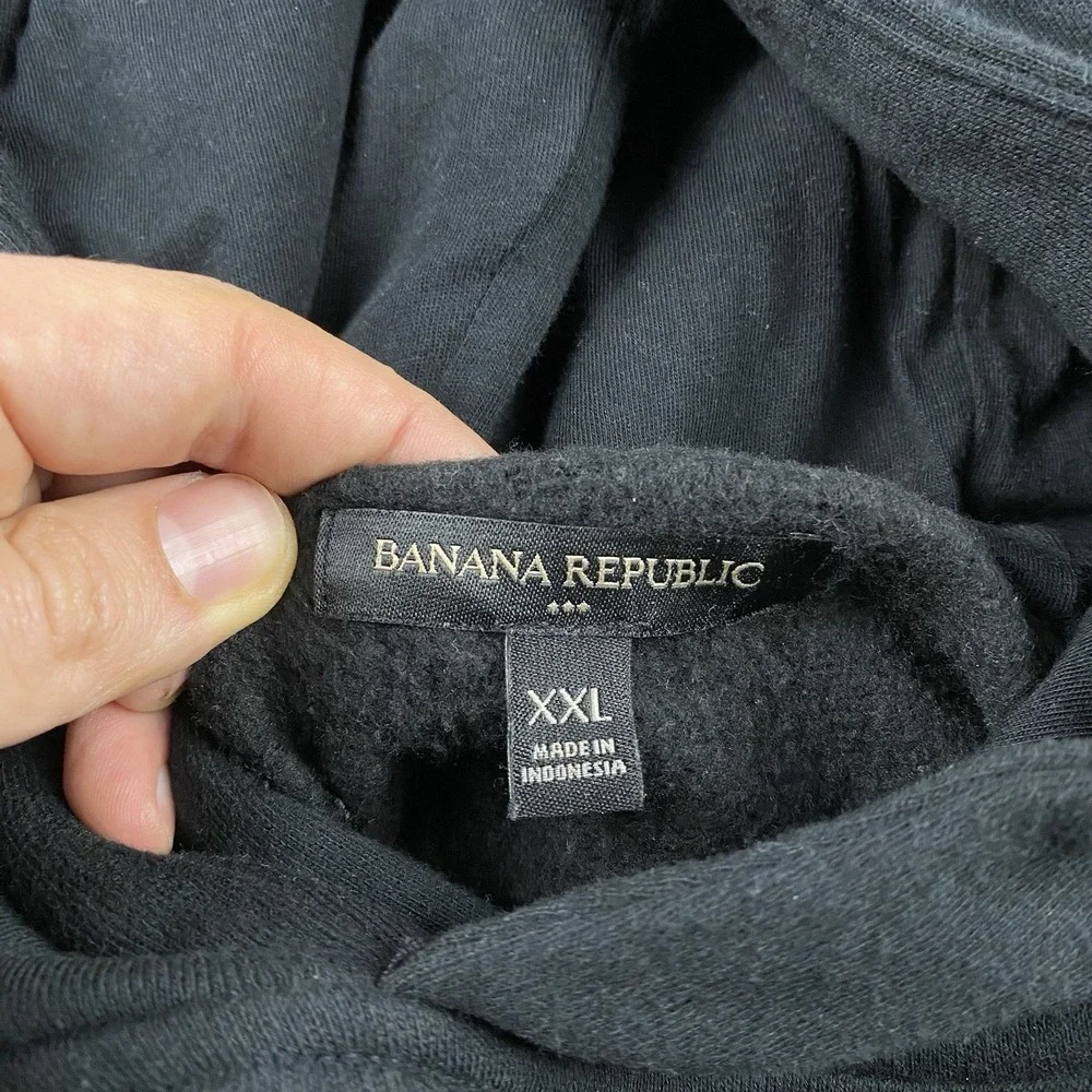Banana Republic Pullover Sweatshirt Hoodie Mens XXL Black Long Sleeve‎